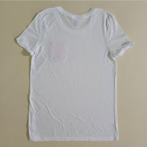 PINK Victoria's Secret White Crewneck Short Sleeve Tee Pink Chest Pocket - Picture 11 of 12